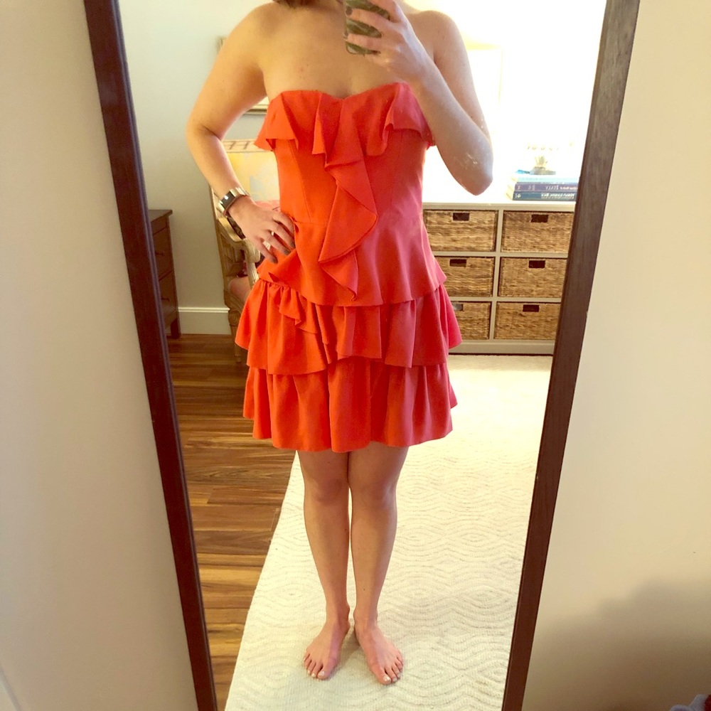 Nicole Miller Silk Coral Mini Cocktail Dress
